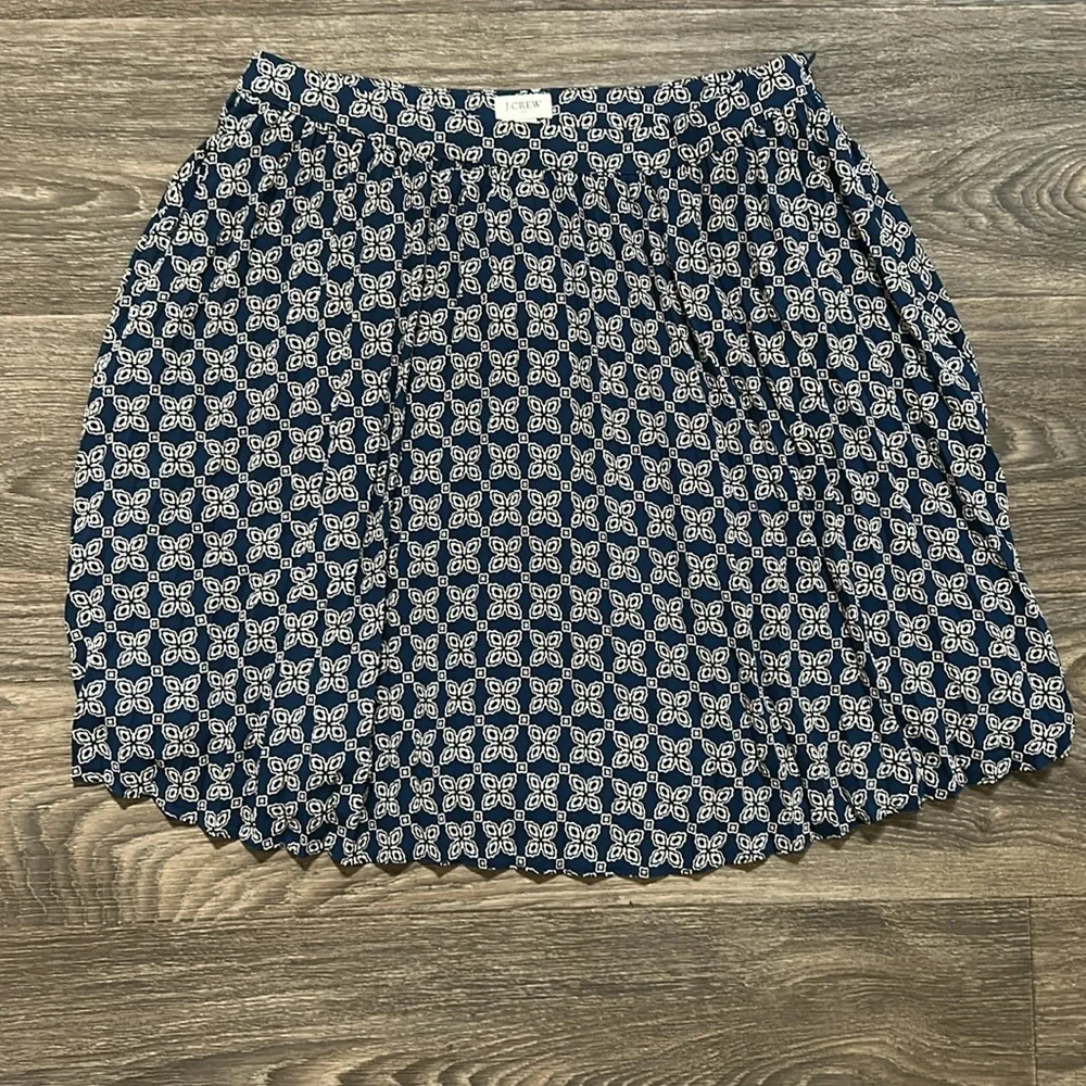 NEW J. Crew Size 10 Pleated Mini Skirt Seaport Blue Autumn Lined Print Preppy